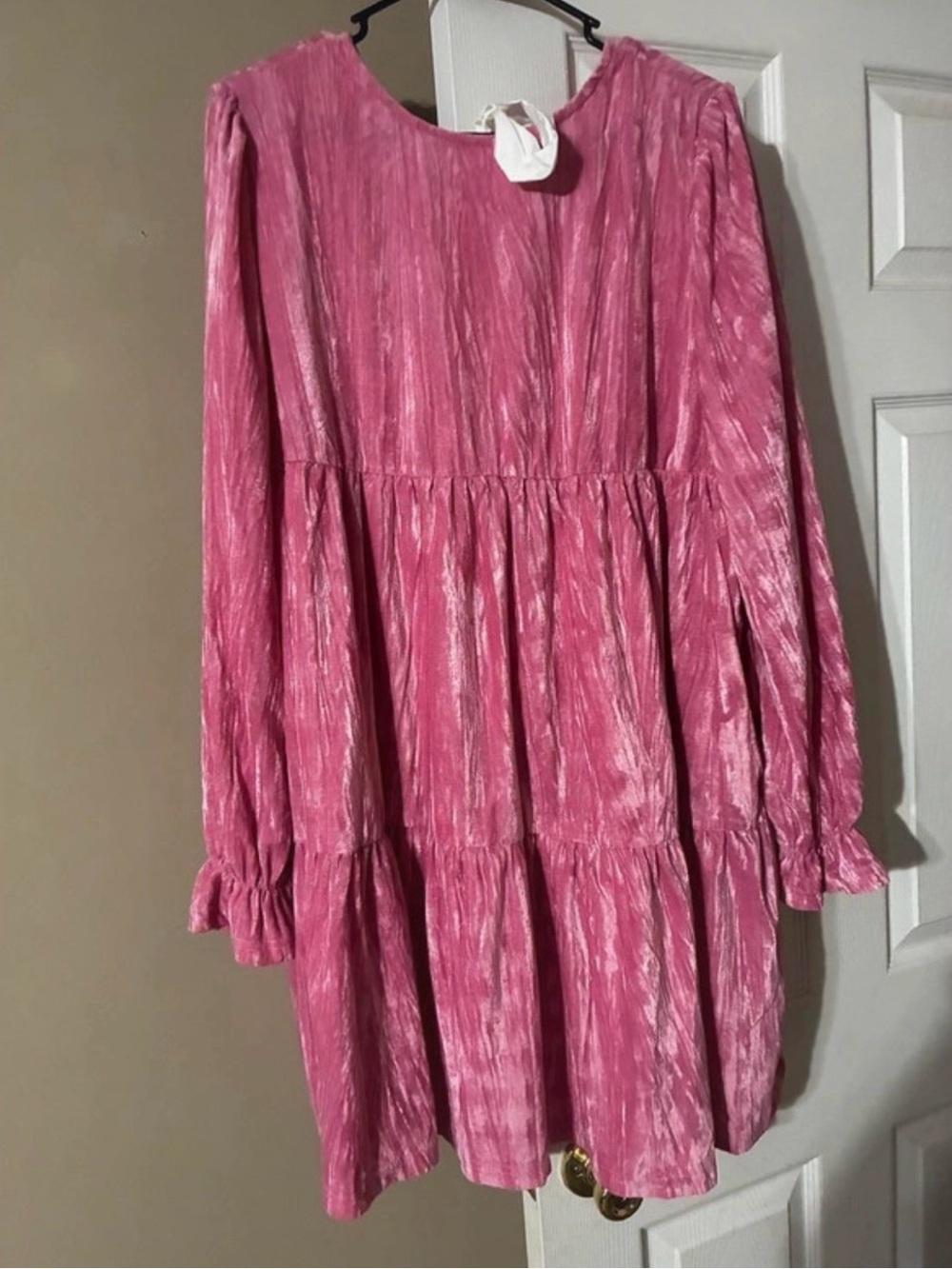 Pink Long Sleeve Tiered Dress